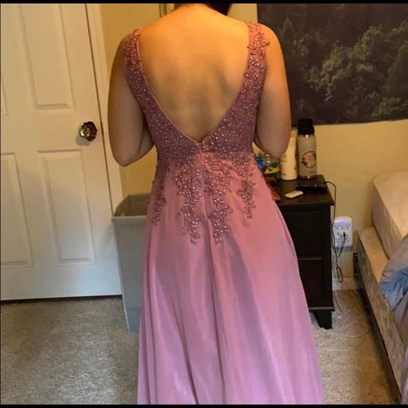 Used once mauve prom dress. Size 7 Juniors. - Picture 2 of 6